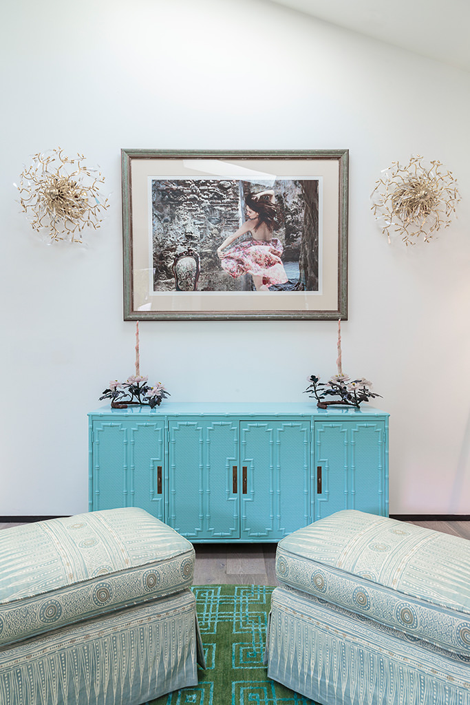 Turquoise bamboo buffet murano sconces fashion photography teal ottomans — Bronwyn Poole Interiors Turquoise bamboo buffet murano sconces fashion photography teal ottomans — Bronwyn Poole Interiors
