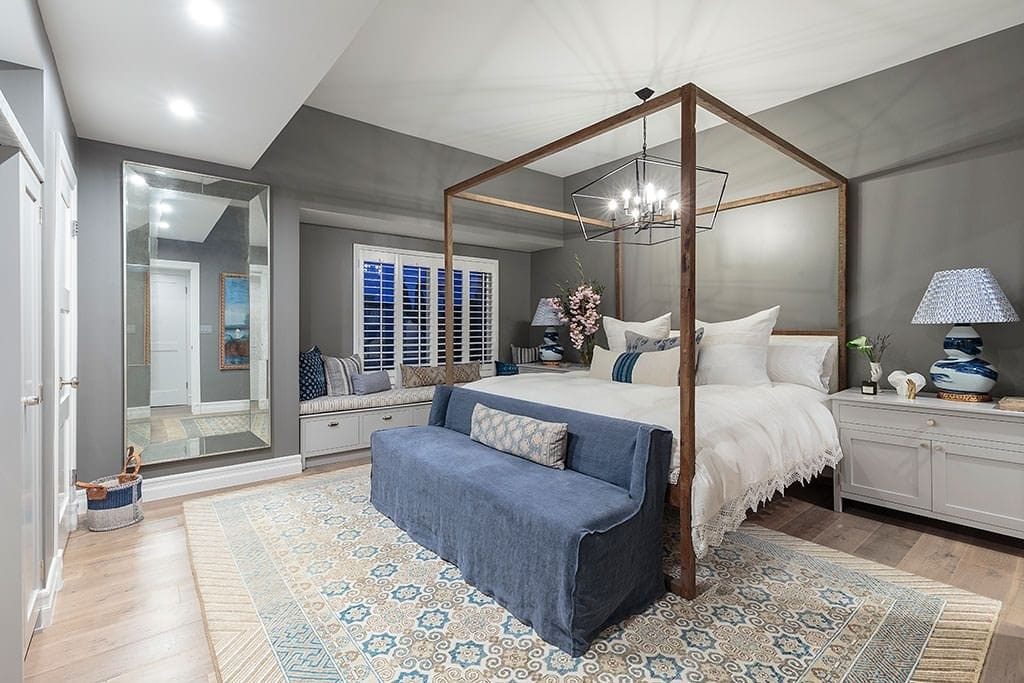 Primary Bedroom Canopy Bed Transformation after — Primary Bedroom by Bronwyn Poole