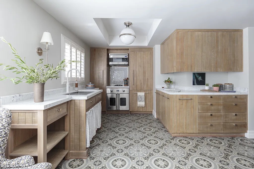 Kitchen Cerused Oak & Encaustic Tile Transformation after — Kitchen by Bronwyn Poole
