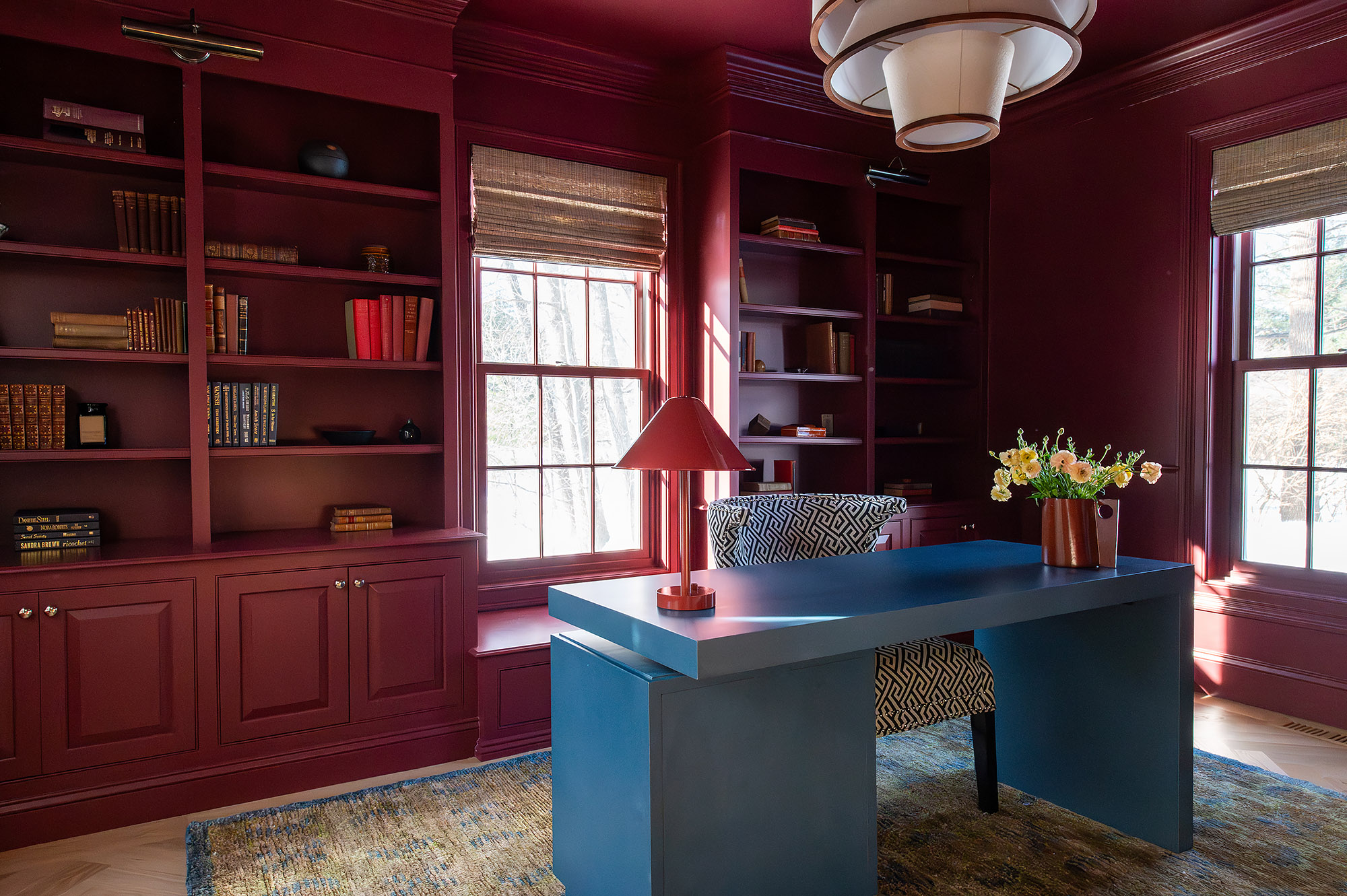 Den Crimson Built-Ins Transformation after — Den by Bronwyn Poole