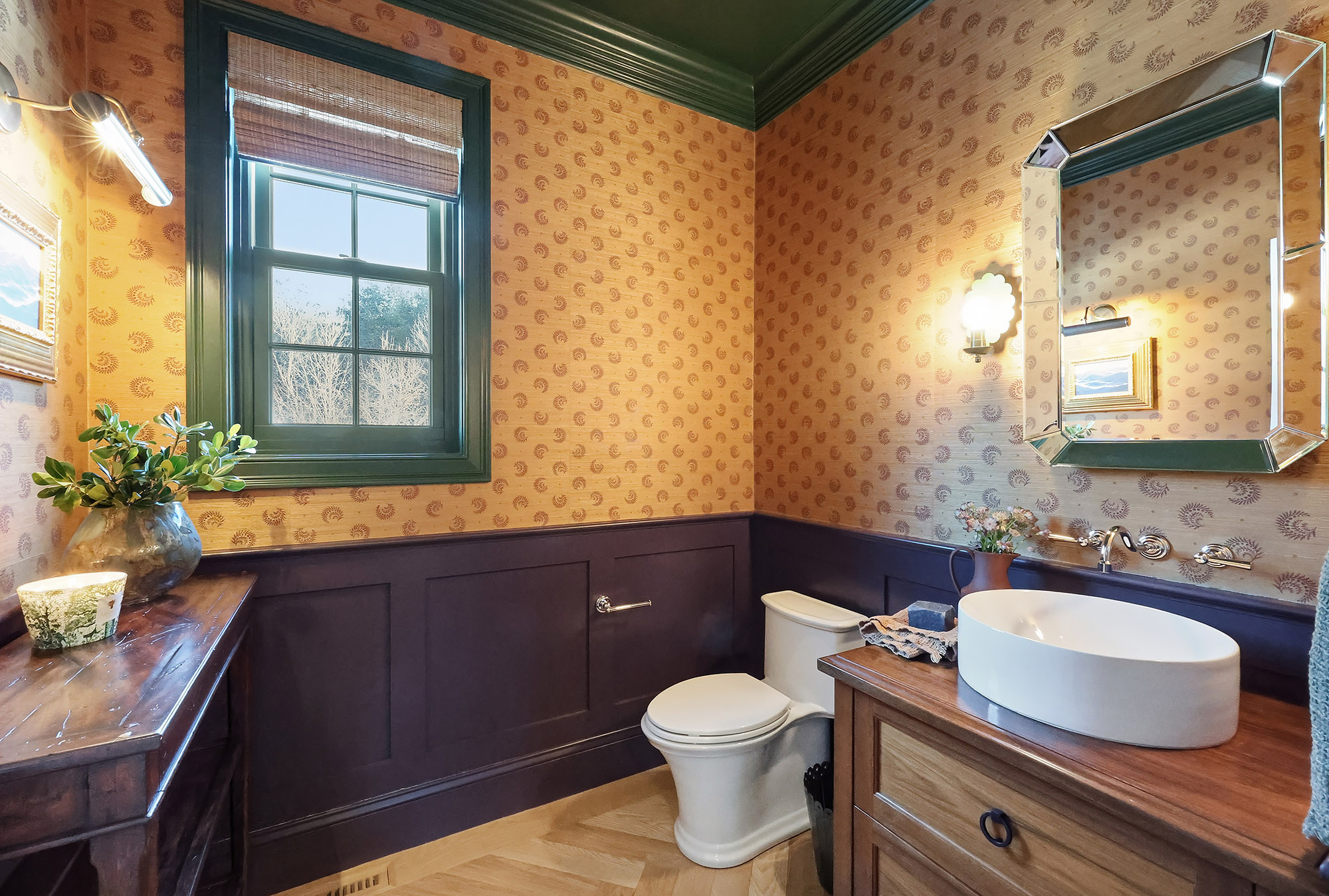 Powder Room Paisley Wallpaper Transformation after — Powder Room by Bronwyn Poole